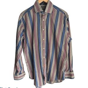 𝅺thomas Dean Striped Button Up Long Sleeve Sz L